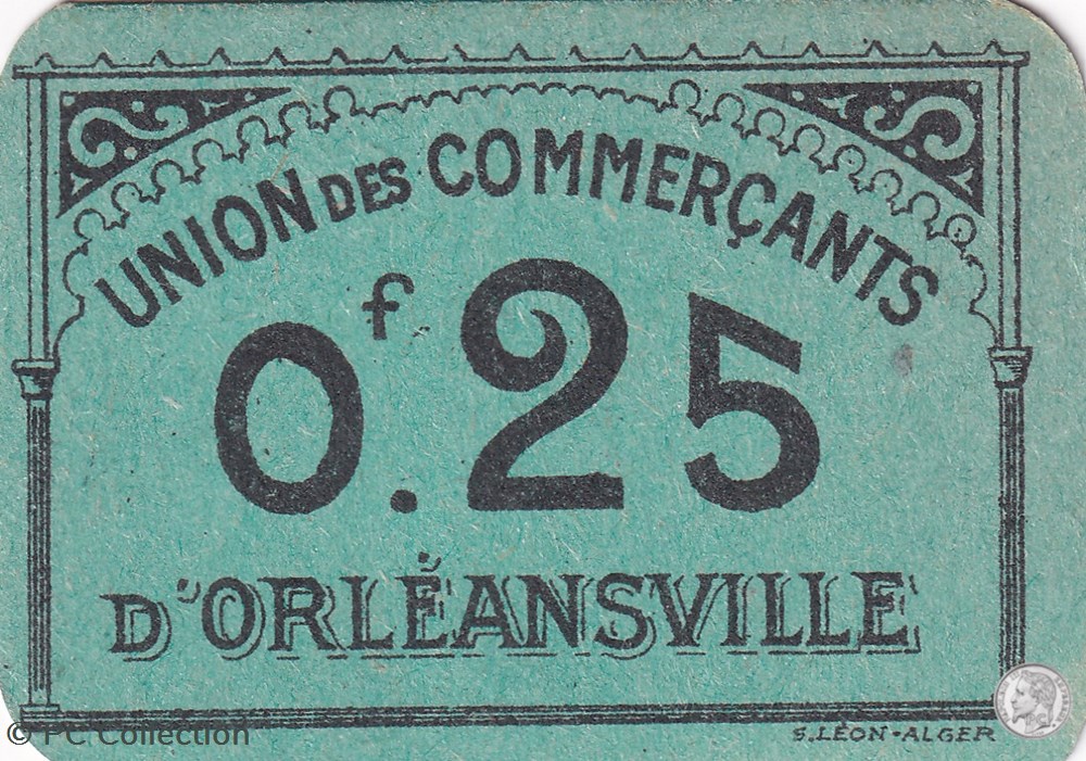 billets afrique algerie orleansville 12 0 25 franc 1916 1