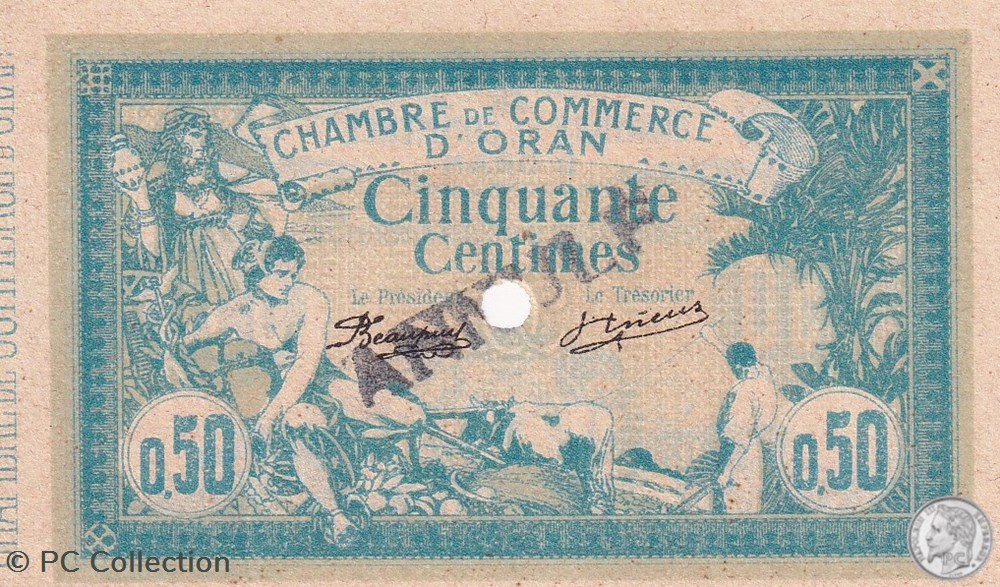 141-5 -10/11/1915 Oran 50 Cts - Série Annule - Cdc billets afrique algerie 141 5 10 11 1915 oran 50 cts serie annule cdc