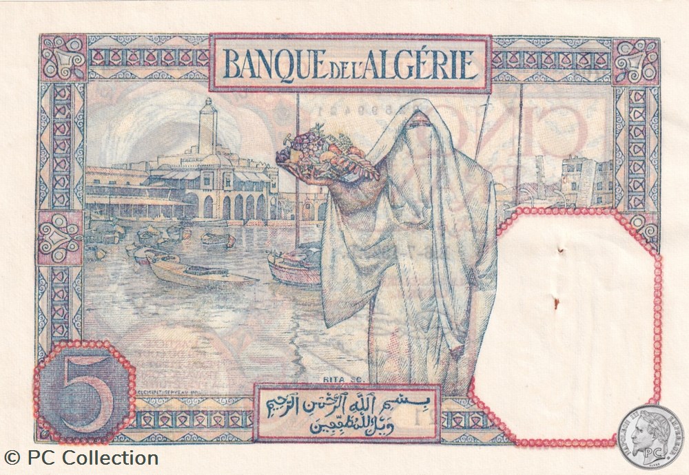 1929 Pick77a 5 Franc algérien sup billets afrique 1929 pick77a 5 franc algerien sup