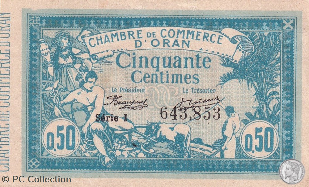 141-19 -10/11/1915 Oran 50 Cts - Série I - Cdc billets afrique algerie 141 19 10 11 1915 oran 50 cts serie i cdc