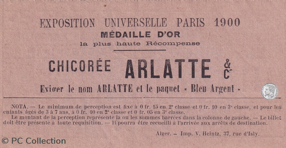 Ticket tramway d'Alger début XXe "Tramways / Chemins de Fer sur routes d'Algérie / Ligne Coléa documents anciens titres transport ticket tramway alger debut xxe tramways chemins de fer sur routes algerie ligne colea