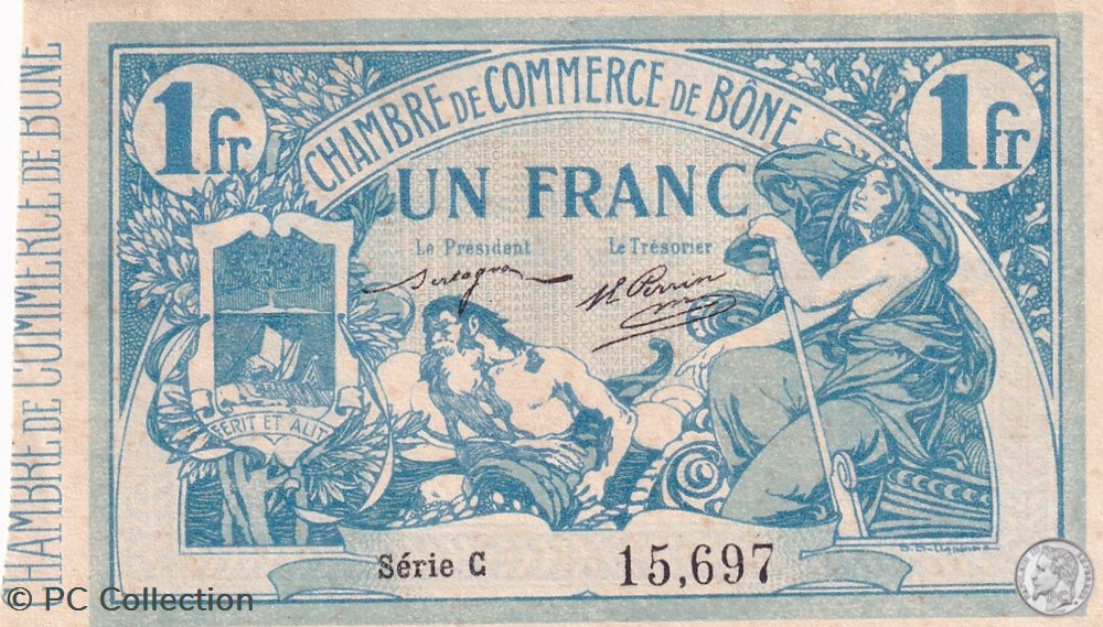 138-3- 18/5/1915 Bône 1 Franc Série C billets afrique algerie 138 3 18 5 1915 bone 1 franc serie c