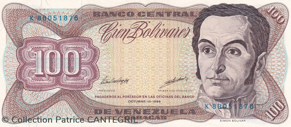 100 Bolívares Banco Central de Venezuela 13.10.1998 Unc Pick 66g billets amerique du sud 100 bolivares banco central de venezuela 13 10 1998 unc pick 66g