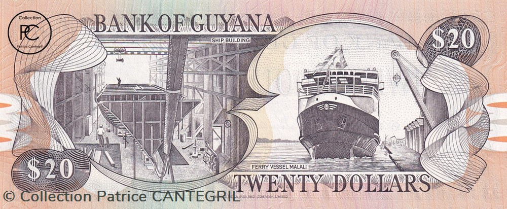 1996 Pick30b2 20 $ - Dollar guyanaise Unc billets amerique du sud 1996 pick30b2 20 dollar guyanaise unc