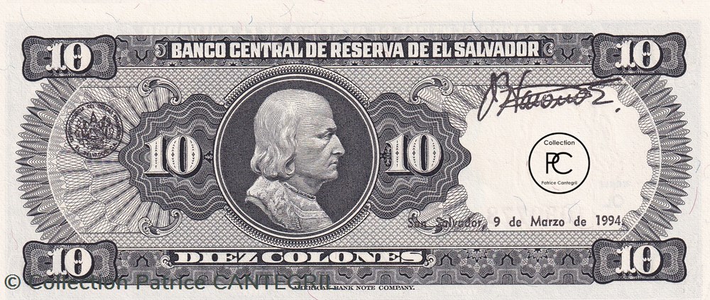 billets amerique centrale et caraibes 1988 pick135b 10 colon salvadorien unc