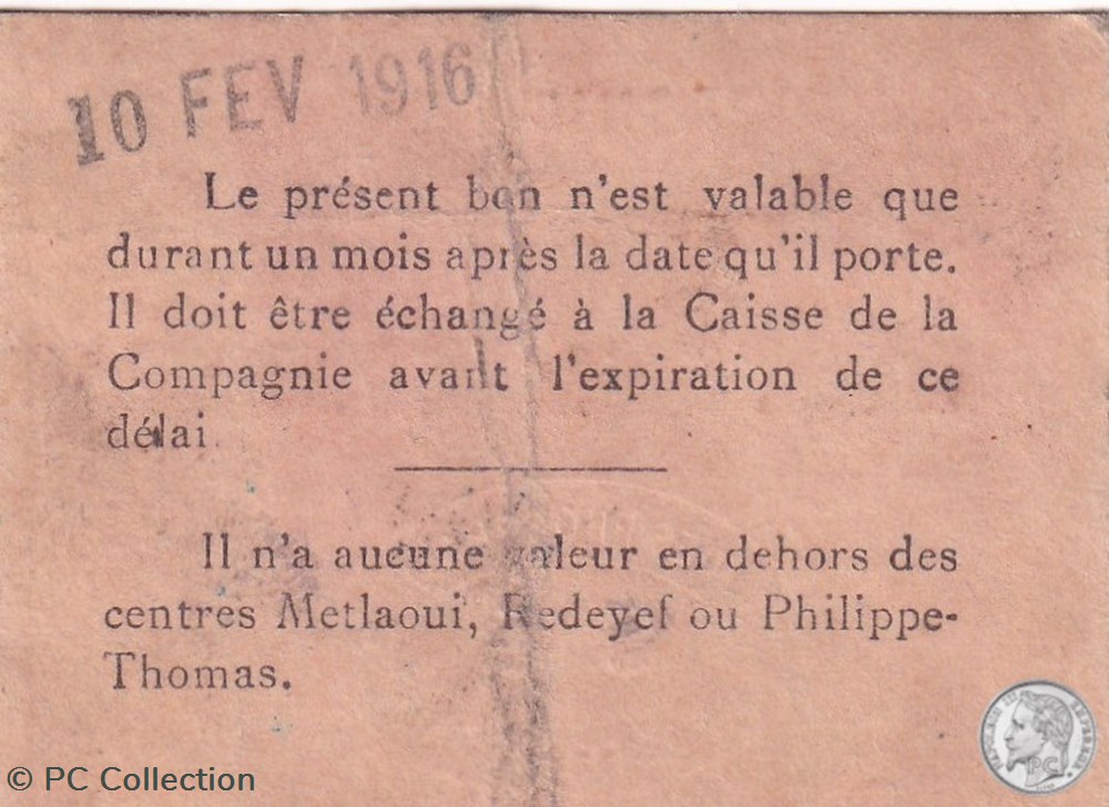 Compagnie de GAFSA 50 Centimes 1916 billets afrique tunisie compagnie de gafsa 50 centimes 1916