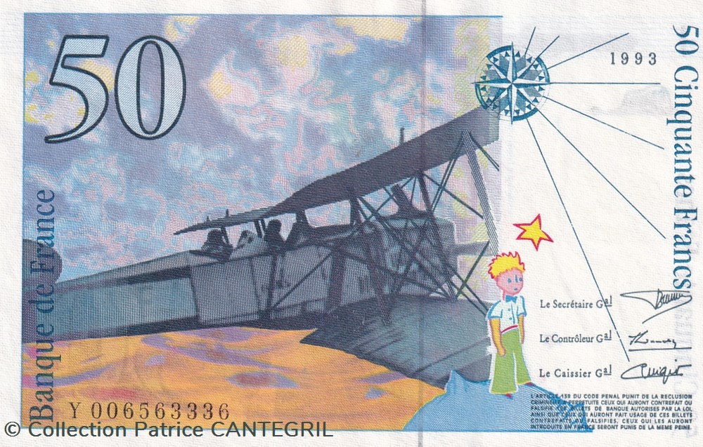 billets europe france 1993 pick 157b 50 francs st exupery unc