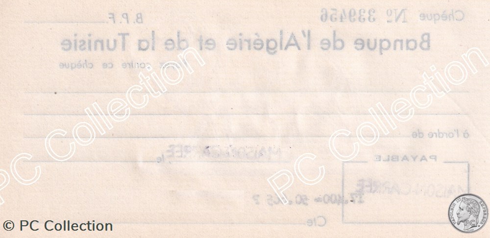 Carnet de chèques BANQUE DE D'ALGERIE et de la TUNISIE rare filigrane Lion 2 billets afrique carnet de cheques banque de algerie et de la tunisie rare filigrane lion