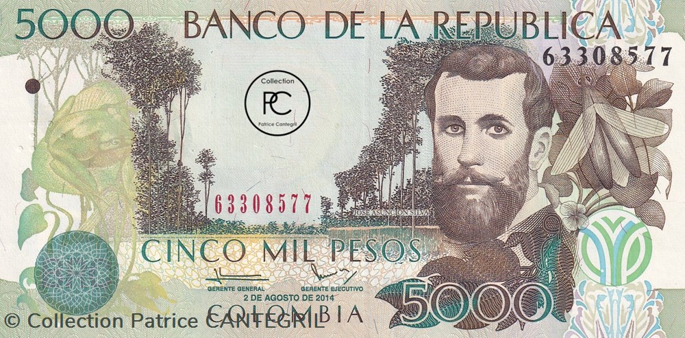 2014 Pick452t 5 000 $ - Peso colombien Unc billets amerique du sud 2014 pick452t 5 000 peso colombien unc