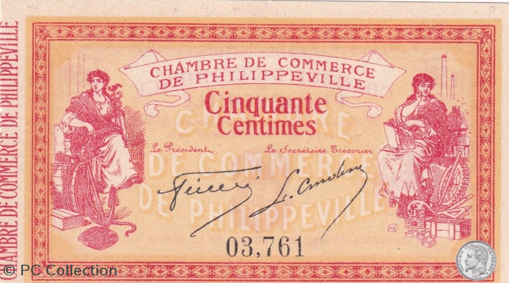 billets afrique algerie 142 1 10 11 1914 philippeville 50 centimes cdc