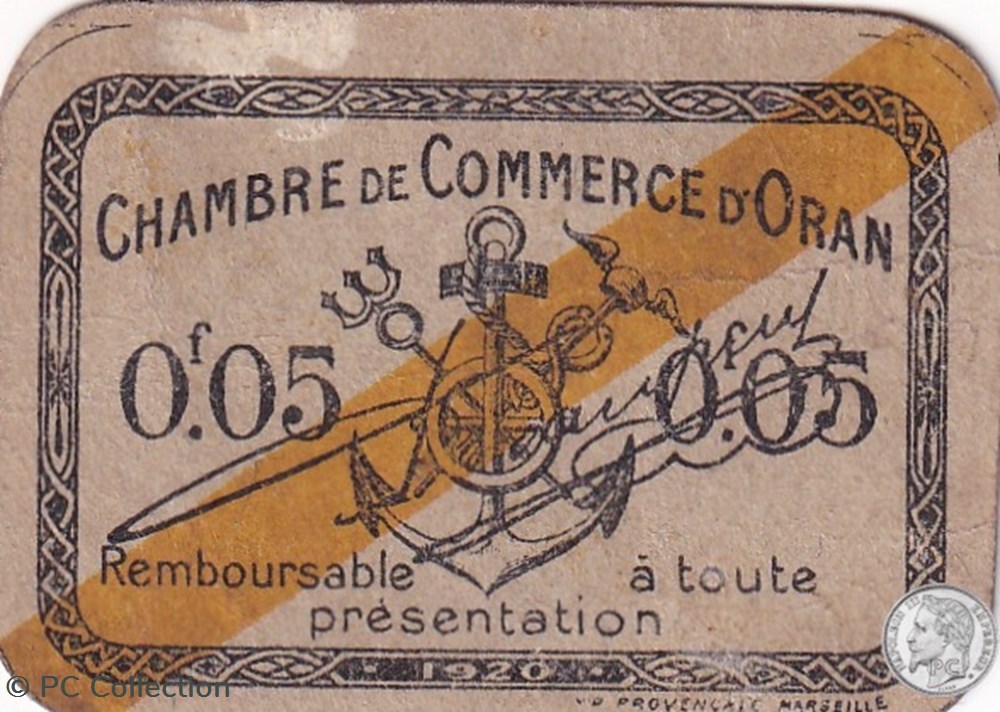141-56-1920 Oran 5 Cts Cdc billets afrique algerie 141 56 1920 oran 5 cts cdc