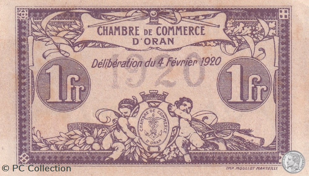 billets afrique algerie 141 23 4 2 1920 oran 1 franc serie v cdc