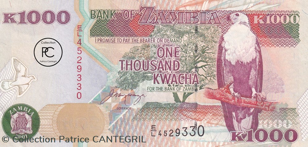 2001 Pick40b 1 000 ZK - Kwacha zambien Unc billets afrique 2001 pick40b 1 000 zk kwacha zambien unc