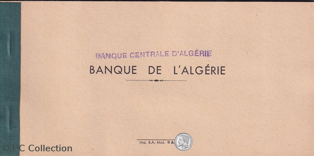 Carnet de chéques BANQUE CENTRALE D'ALGERIE billets afrique carnet de cheques banque centrale algerie