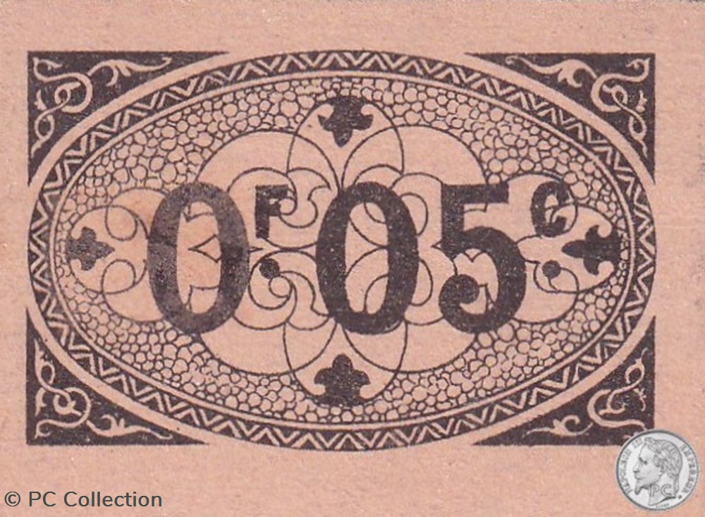 Ville d'Alger- 9/3/1917 5 Centimes Beige (1) billets afrique algerie ville alger 9 3 1917 5 centimes beige 1