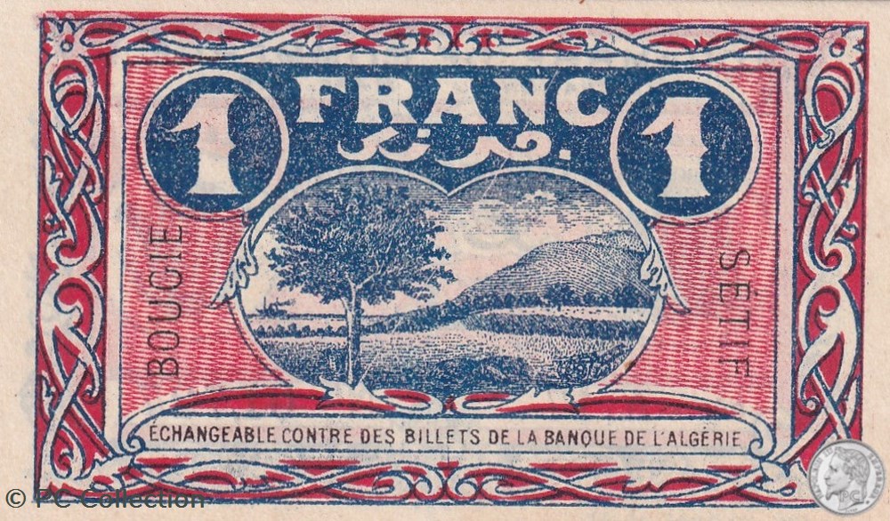 139-6- 9/3/1918 Bougie Sétif 1 Franc Cdc Séries A.17 billets afrique algerie 139 6 9 3 1918 bougie setif 1 franc cdc series a 17