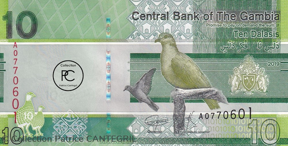billets afrique 2019 pick38a 10 d dalasi gambien unc