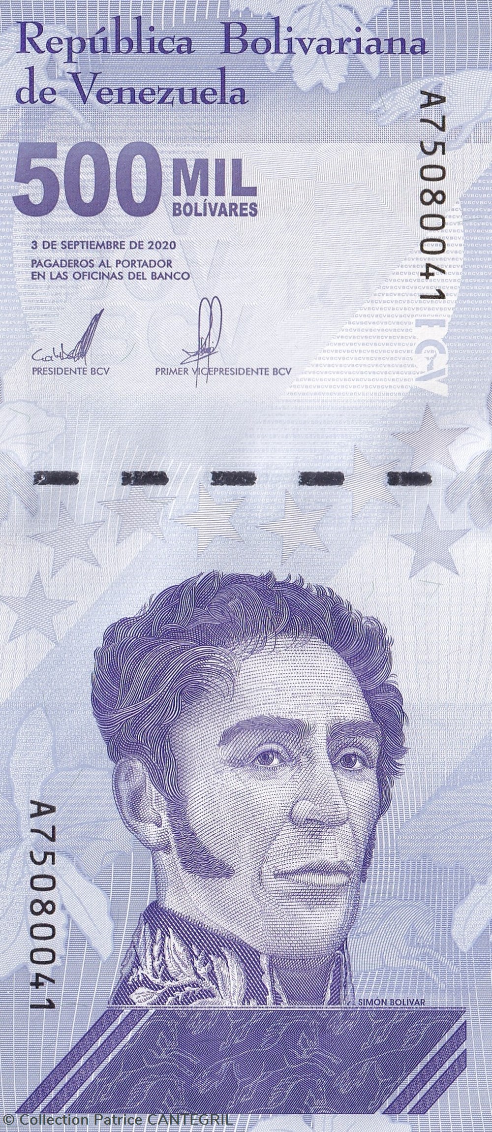 500.000 Bolívares Banco Central de Venezuela 03.09.2020 Unc billets amerique du sud 500 000 bolivares banco central de venezuela 03 09 2020 unc