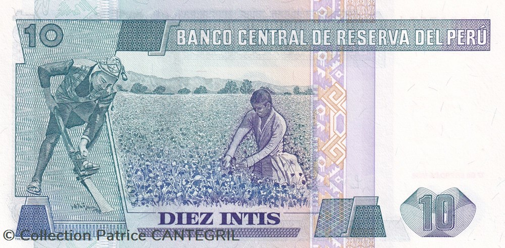 billets amerique du sud perou 10 intis banco central de reserva del peru 17 01 1986 unc pick 128