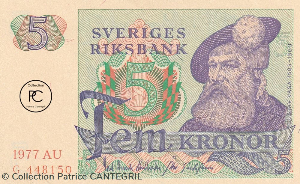 1977 Pick 51d 5 Kronor Sveriges Riksbank Unc billets europe suede 1977 pick 51d 5 kronor sveriges riksbank unc