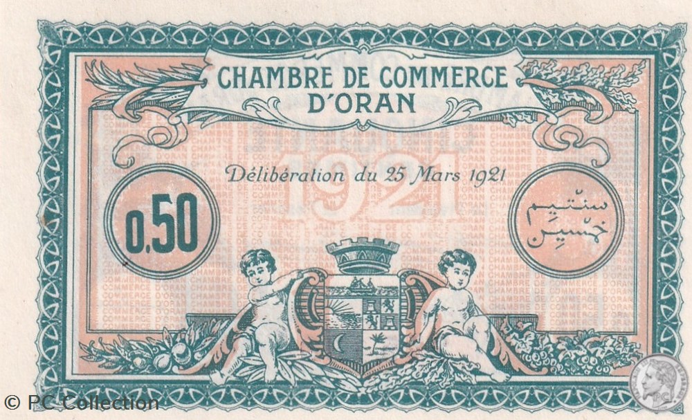 billets afrique algerie 141 25 25 03 1921 oran 50 cts cdc