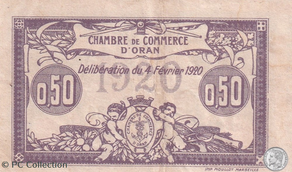 141-22-4/2/1920 Oran 50 Cts - Série V- Cdc billets afrique algerie 141 22 4 2 1920 oran 50 cts serie v cdc