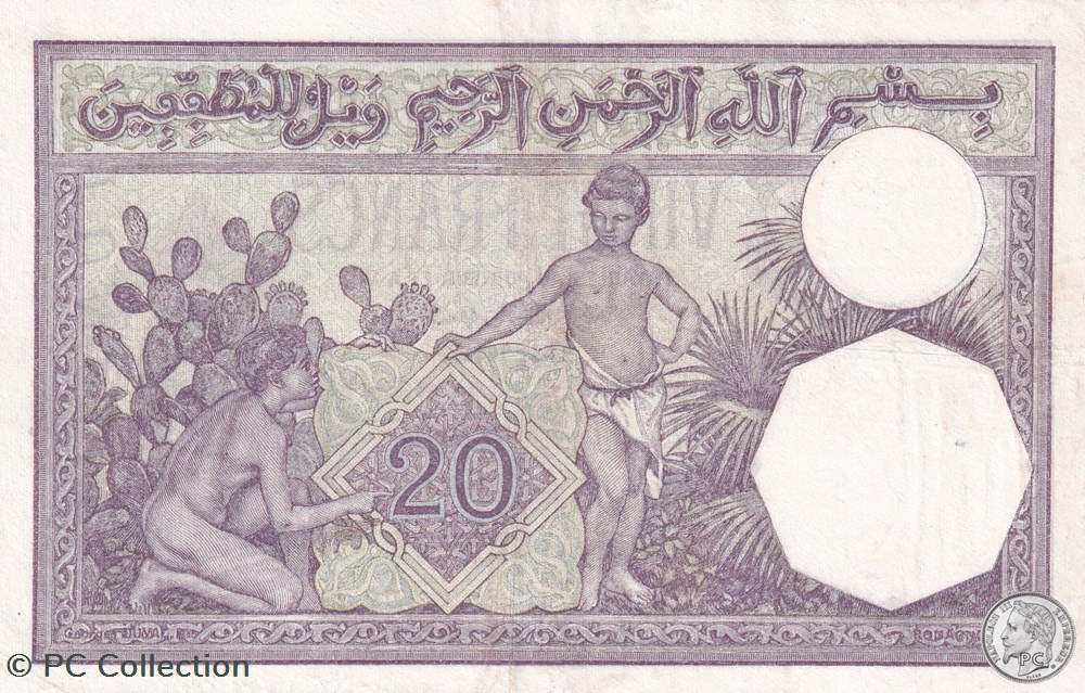 1941 Pick6b.16 Issue Banque de l'Algérie - TUNISIE 20 F - Franc tunisien Spl billets afrique 1941 pick6b 16 issue banque de algerie tunisie 20 f franc tunisien spl