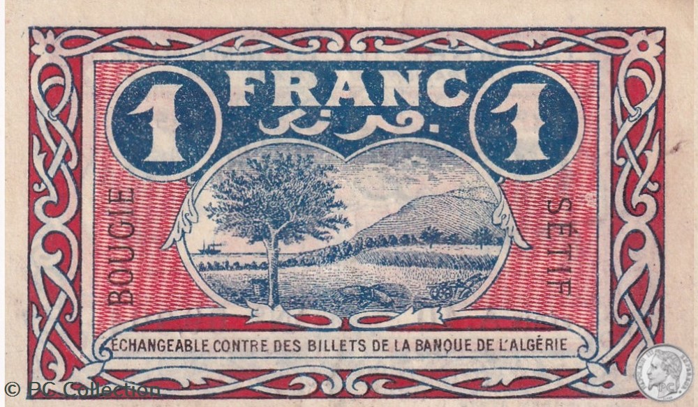 139-6- 9/3/1918 Bougie Sétif 1 Franc Cdc Séries A.10 billets afrique algerie 139 6 9 3 1918 bougie setif 1 franc cdc series a 10