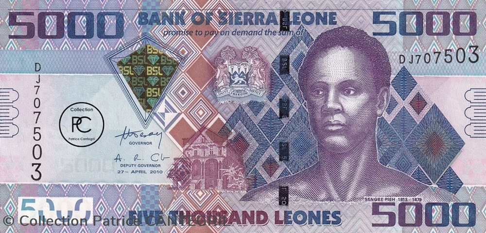 2010 Pick32a 5 000 Le - Leone sierra-léonais Unc billets afrique 2010 pick32a 5 000 le leone sierra leonais unc