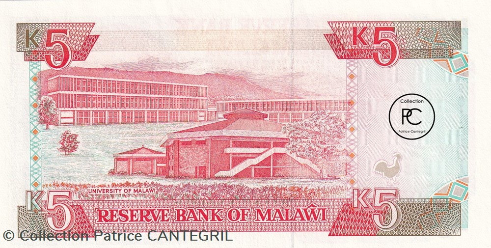 1994 Pick24b 5 MK - Kwacha malawien Unc billets afrique 1994 pick24b 5 mk kwacha malawien unc