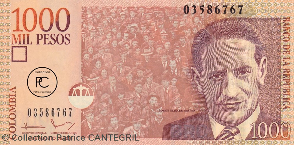 2016 Pick456u 1 000 $ - Peso colombien Unc billets amerique du sud 2016 pick456u 1 000 peso colombien unc
