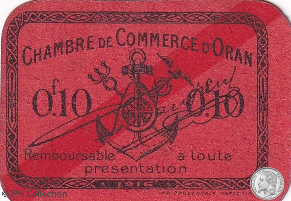141-51-1916 Oran 10 Cts Cdc billets afrique algerie 141 51 1916 oran 10 cts cdc