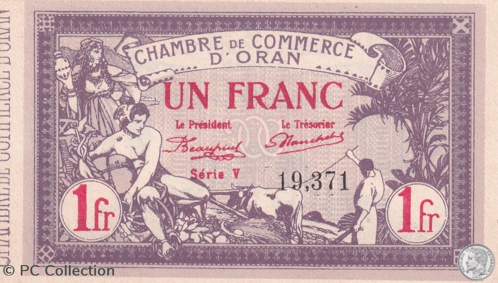 billets afrique algerie 141 23 4 2 1920 oran 1 franc serie v cdc
