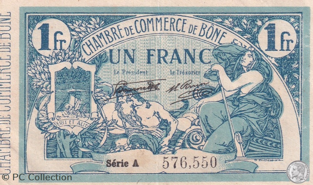 138-13- 8/3/1920 Bône 1 Franc Série A billets afrique algerie 138 13 8 3 1920 bone 1 franc serie a