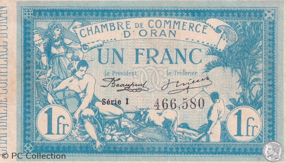 141-8-10/11/1915 Oran 1 Franc Série I Cdc billets afrique algerie 141 8 10 11 1915 oran 1 franc serie i cdc