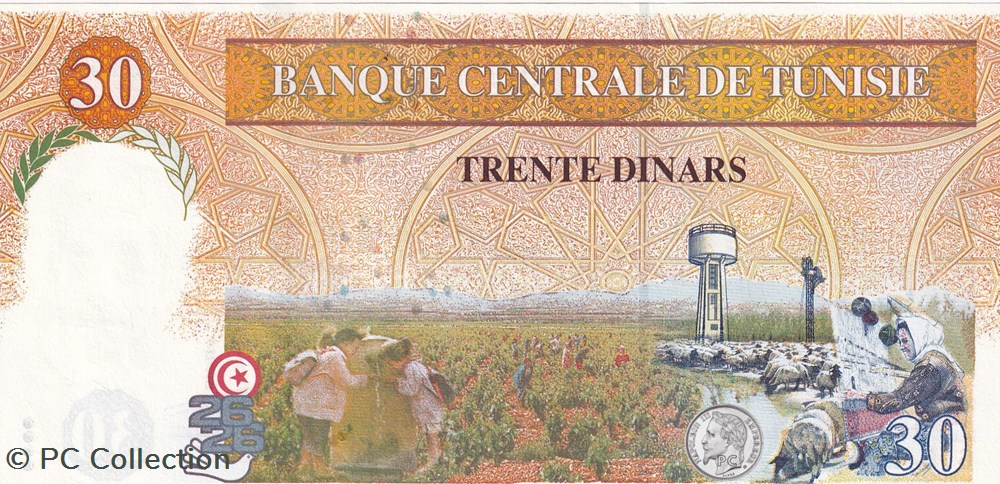 billets afrique 1997 pick89 30 dinar tunisien unc 3