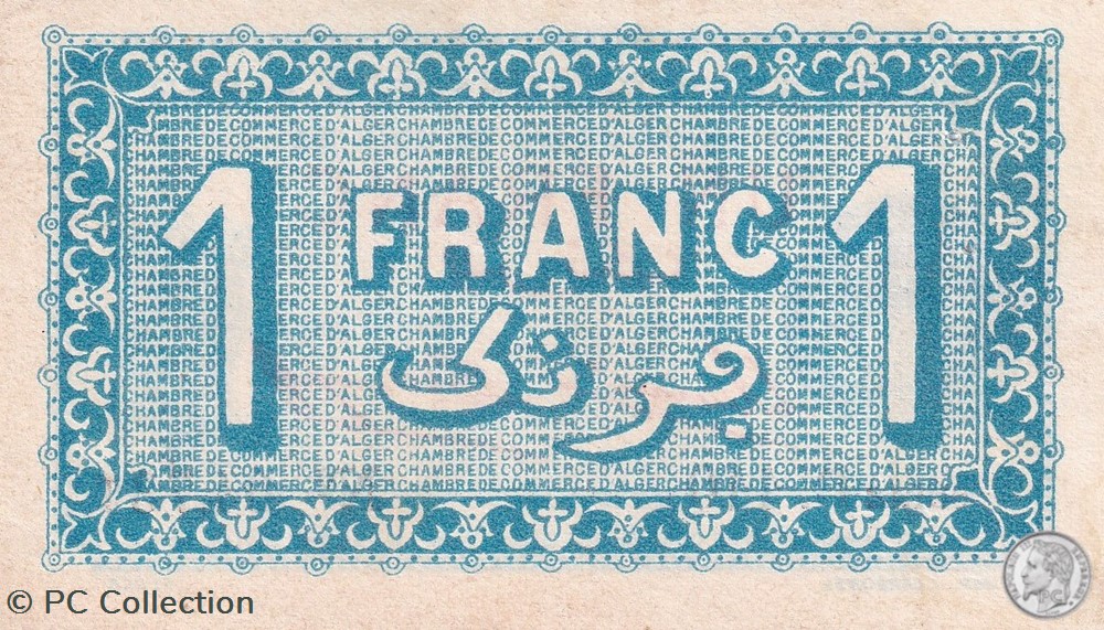 137-20-22/6/1921 Alger 1 Franc Cdc.(1) billets afrique algerie 137 20 22 6 1921 alger 1 franc cdc 1