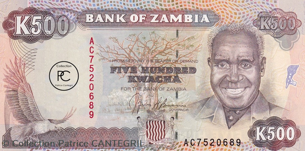 1991 Pick35a 500 ZK - Kwacha zambien Unc billets afrique 1991 pick35a 500 zk kwacha zambien unc