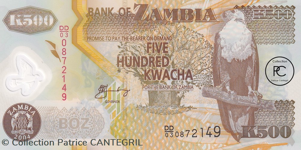 2004 Pick43c 500 ZK - Kwacha zambien Unc billets afrique 2004 pick43c 500 zk kwacha zambien unc