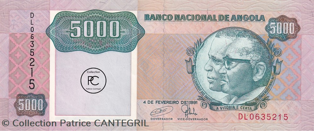 1991 Pick130c 5 000 Kz - Kwanza angolais Unc billets afrique 1991 pick130c 5 000 kz kwanza angolais unc