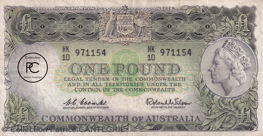 billets oceanie 1961 pick 34a 1 livre australienne tb