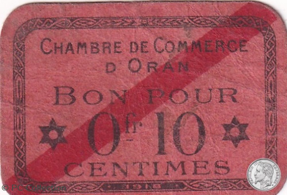 141-53-1918 Oran 10 Cts Cdc billets afrique algerie 141 53 1918 oran 10 cts cdc