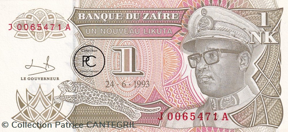 1993 Pick47a 1 Likuta zaïrois Unc billets afrique zaire 1993 pick47a 1 likuta zairois unc