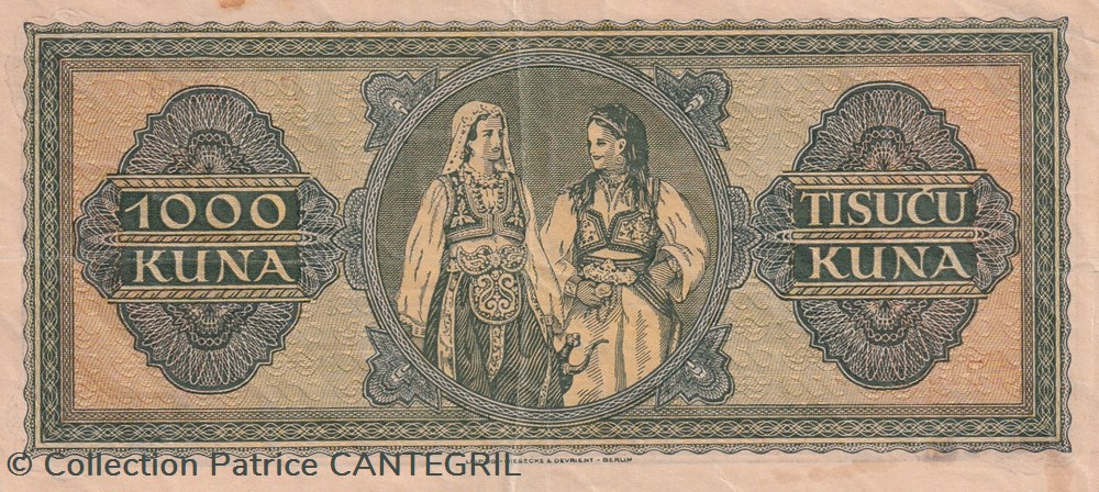 1943 Pick 12a 1.000 Kuna Hrvatska Državna Banka TTB billets europe croatie 1943 pick 12a 1 000 kuna hrvatska drzavna banka ttb