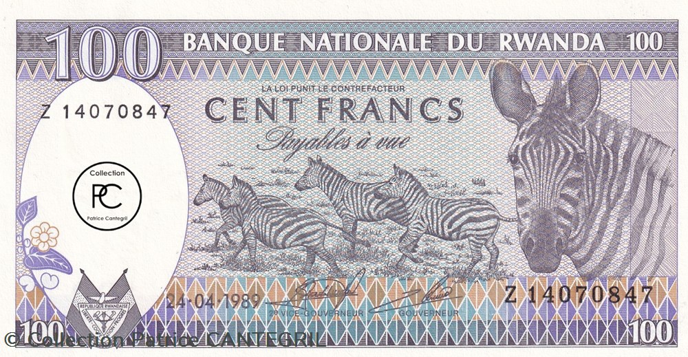 billets afrique 1989 pick19a 2 100 rf franc rwandais unc