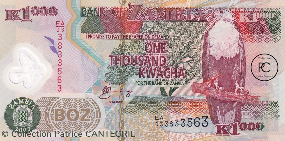 2003 Pick40c 1 000 ZK - Kwacha zambien Unc billets afrique 2003 pick40c 1 000 zk kwacha zambien unc