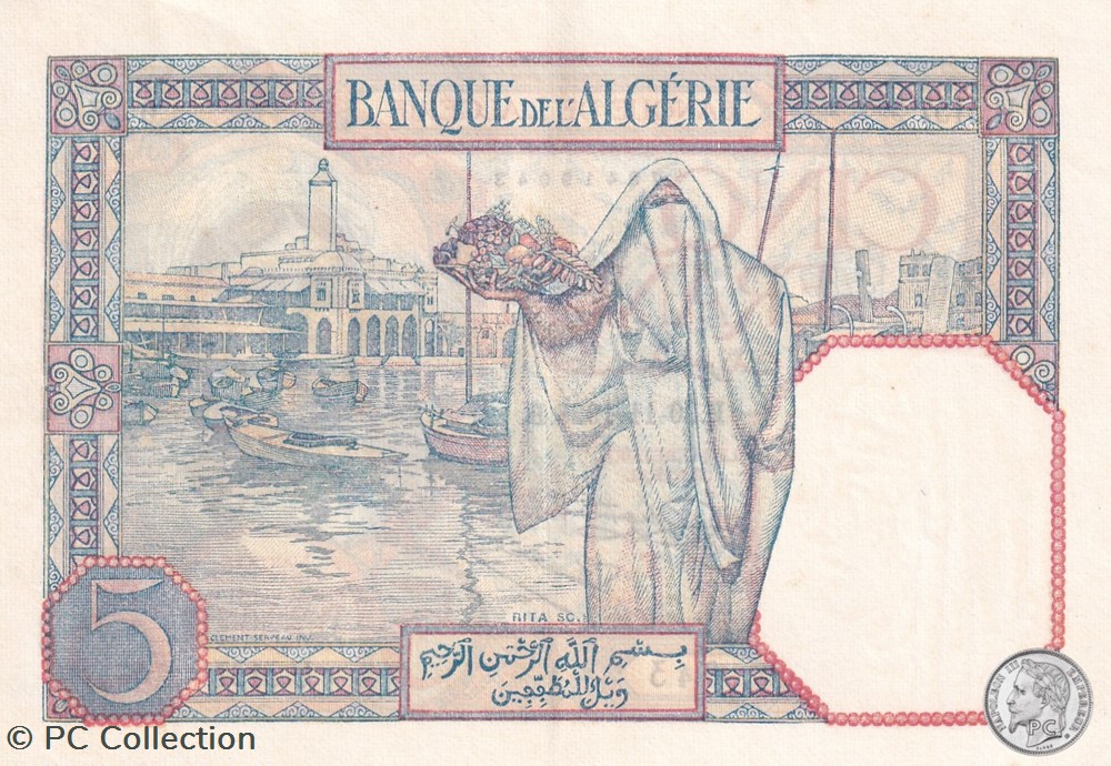 1928 Pick77a 5 Franc algérien 043 SPL billets afrique 1928 pick77a 5 franc algerien 043 spl