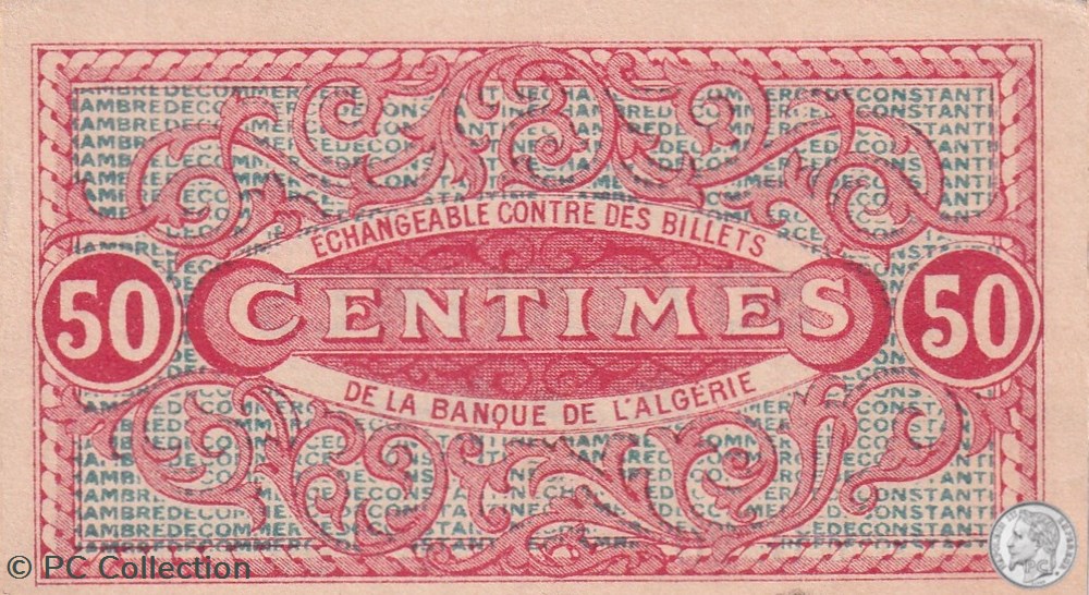 billets afrique algerie 140 19 28 6 1919 constantine 50 centimes cdc series b20