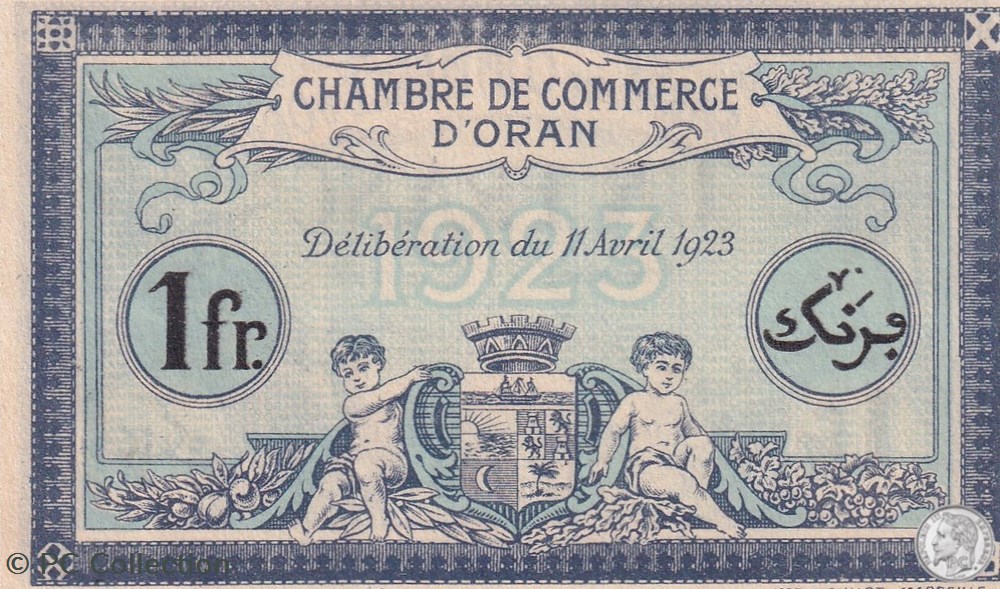 141-39- 11/4/1923 Oran 1 Franc Cdc billets afrique algerie 141 39 11 4 1923 oran 1 franc cdc