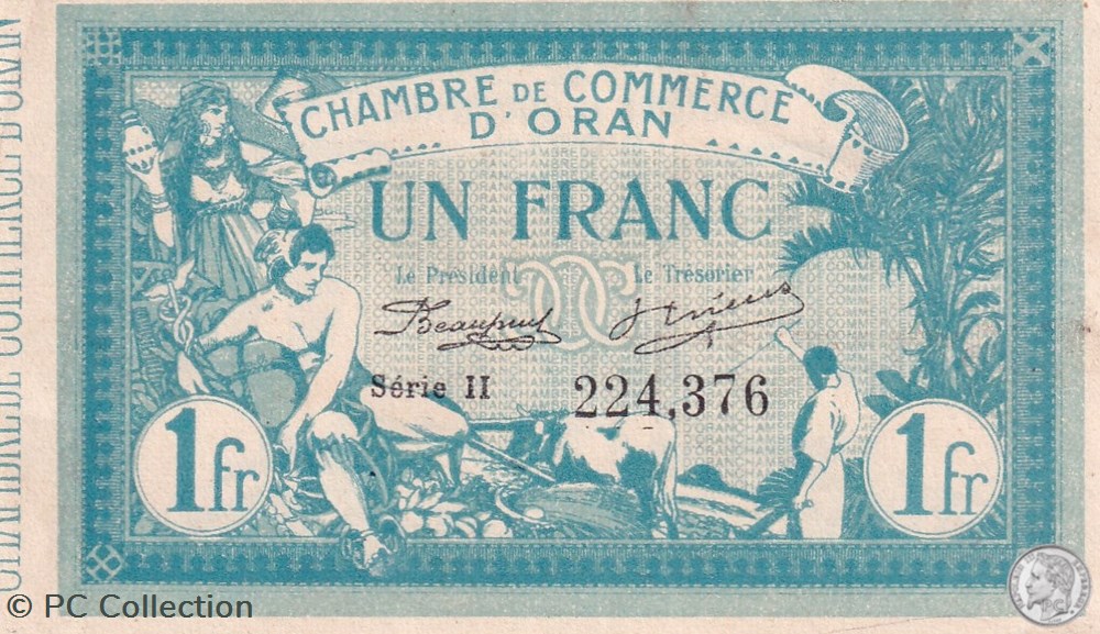 billets afrique algerie 141 8 10 11 1915 oran 1 franc serie ii cdc